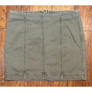 Free People Modern Femme Olive Green Denim Skirt - Size 12
